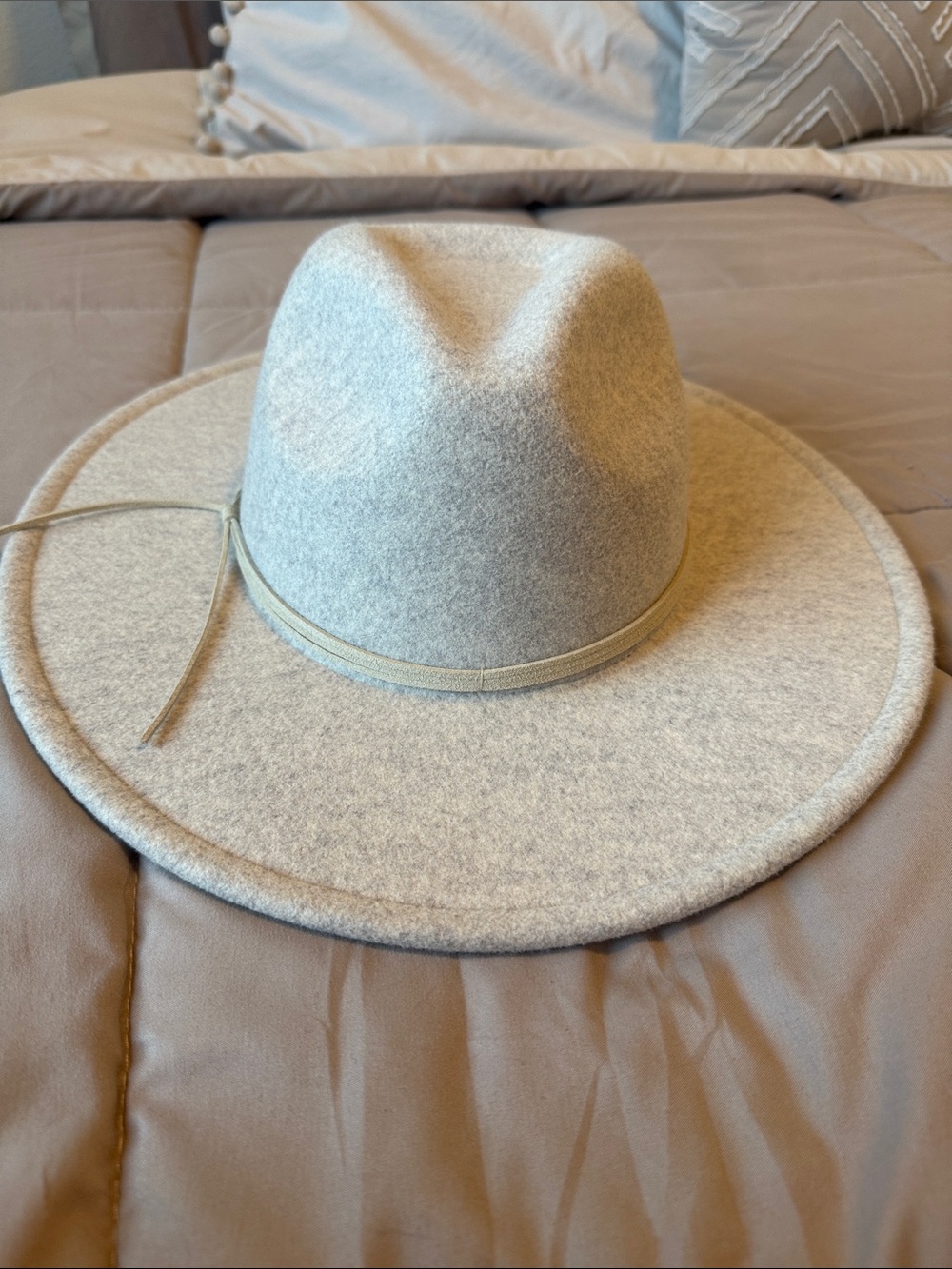 Sonoma Wide-Brim Felt Hat - Light Gray/ Beige